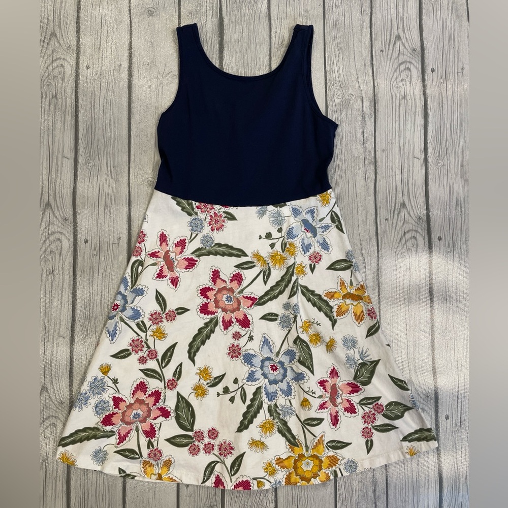 Floral Kids Dress with Navy Top
